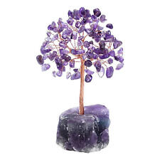 Natural Amethyst Crystal Tumbled Stone Tree of Life Ornament Reiki Healing Money picture