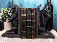 Gothic Excalibur Sword Guardian Dragon Bookend Set of Two Figurine Faux Stone picture