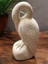 VTG Hand Carved Polished Beige Soapstone Heron Bird Sculpture picture