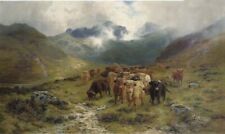 Oil painting Louis_Bosworth_Hurt-Highland_Cattle_And_Drovers_In_A_Valley canvas picture