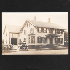 RPPC ME Winthrop, Maine: ca. 1916 Residence Of E.G. LEIGHTON Home & Touring Car picture