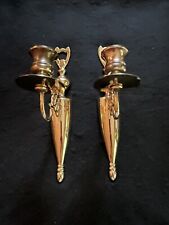brass Tapered candle wall sconces pair. 10.25” l By 1-3/4 Wide. Used Condition picture