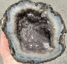 2lb 11.9oz Amethyst Agate Geode Blue Chalcedony Display Piece Fluorescent picture