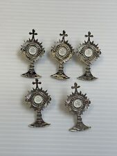 Monstrance Eucharist Lapel Pin Silver Tone - Lot Of 5 Pins - NEW picture