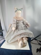 Vintage Handmade Muslin Rag Doll Cat Country/Primitive Signed By Artist 1991 22