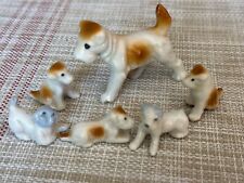 Vtg Terrier Miniature Figurine Mom with Pups, Japan picture