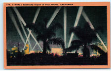 Hollywood California World Premier Night Vintage Linen Postcard A35 picture