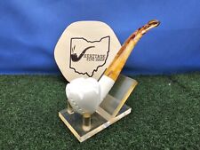 MBSD Featherweight Hand-Carved Bent Dublin Block Meerschaum Mini Pipe, Case picture
