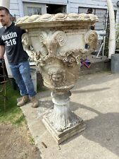 antique marble urn Hand Carved Huge Rams Heads Renaissance Style Massive picture