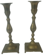 Pair Vintage Brass Candlesticks Candlestick Holders Patina MCM 7