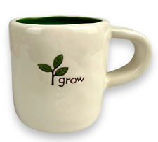 Starbucks 2008 Grow Coffee Mug Dimpled 10 oz Hand Painted White and Green picture