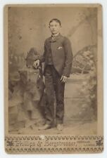 Antique Circa 1880s Cabinet Card Handsome Young Boy Wearing Suit Danville, IL picture