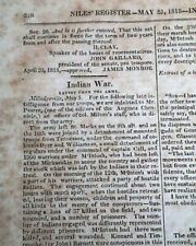 ELI WHITNEY Cotton Gin Invention & Andrew Jackson INDIANS 1818 Old Newspaper  picture
