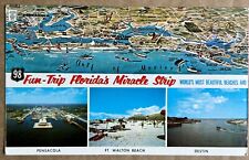 Florida strip. Beaches. Pensacola, Ft Walton, Destin. Vintage Postcard picture