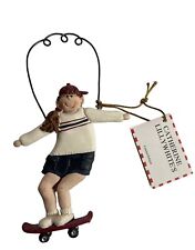 Gail West Resin Hanging Ornament Wire Wall Decor Hand Painted SKATEBOARD GIRL picture