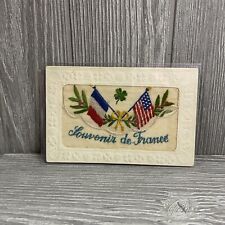 WWI ERA PATRIOTIC EMBROIDERED VINTAGE POSTCARD, SOUVENIR FROM FRANCE picture