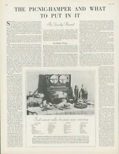 1928 Picnic Hamper Menu Savories Piquancies Sweets Beverages Vtg Print Story PR1 picture