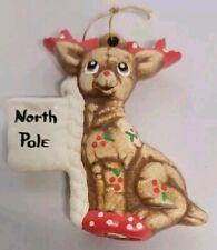Vintage Brown Christmas Ornament Deer Kimple Mold Ceramic Hand Painted. picture