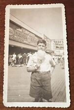 VTG 1940s Photo Coney Island Cotton Candy Hebrew National Delicatessen Husky Boy picture