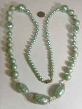 1950s mid century estate sale greenish faux pearls 34 inch long necklace 45388 picture