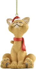 Whimsical Orange Cat Christmas Ornament Figurine Holiday Collectible Statue Gift picture