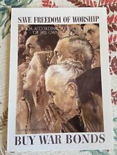 vintage postcard WWII propaganda save freedom of worship buy war bonds picture