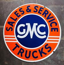 PORCELAIN GMC ENAMEL SIGN 30X30 INCHES DOUBLE SIDED picture