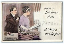 1913 Just A Few Line From Farson Man Woman DPO Farson Iowa IA Antique Postcard picture