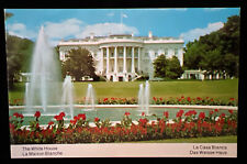 Vintage Postcard White House Behind Fountain With Red Flowers Unposted - WH#1 picture