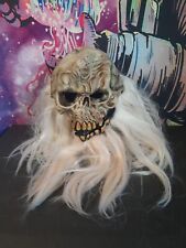 Vintage Halloween Mask Paper Magic Group Monster Mask 2003 Skull w Hair picture