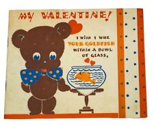 GOLDFISH BEAR VALENTINE CARD BOOKLET 1950s ANTHROPOMORPHIC SWEETHEARTS RHYME USA picture