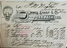 Antique Invoice Sales Receipt  James Sharp Pork Packers  August 10 1894 Ham Lard picture