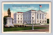 Macon GA-Georgia, Monument at Post Office Building, Antique Vintage PC Postcard picture