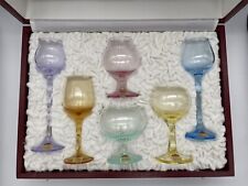 RARE 1920s Moser Glass Mini Snifter Set of 6 with Case Lead Free Czech Bohemian picture