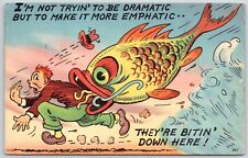 COMIC Humor Postcard The Fish Are Biting 