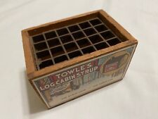Vintage Towle's Log Cabin Syrup Advertising Wood Box w Grid 1980s - Empty picture