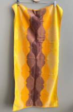 Vintage Fashion Manor Mid Mod yellow orange brown wavy graphic bath towel cotton picture