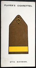 BRITISH 27TH DIVISION  World War 1 Insignia  Vintage 1925 Card  BD19M picture