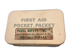 💋 1940s WW II  First Aid Pocket Packet Tin FULL Vintage Davis Emergency Kit picture