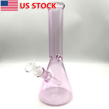 10 inch Pink Glass Bong Hookah Smoking Water Pipe Bubbler Beaker + Glass Bowl picture