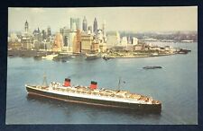 Postcard Cunard RMS Queen Elizabeth Passenger Trans-Atlantic Ocean Liner Aerial picture