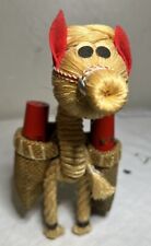 Vintage MCM Woven Donkey Salt & Pepper Shaker Holder set With MCM New Shakers. picture