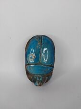 UNIQUE ANCIENT EGYPTIAN ANTIQUE Small Stone Blue Scarab Beetle Luck Hieroglyphic picture