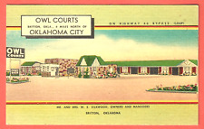OWL COURTS, BRITTON, OKLAHOMA – Route 66 – 1940s Linen Postcard picture