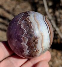 GORGEOUS MEXICAN LACE AGATE SPHERE AMETHYST CRYSTAL  59MM / 278g DISPLAY BALL picture
