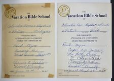 Vintage 1960s Vacation Bible School Award Certificate Lot Of 2 picture