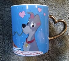 Vintage Disney Lady and The Tramp With Gold  Heart Handle Coffee Mug picture