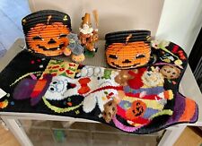 Vintage Halloween Indoor Decorations Lot Needlepoint & More picture