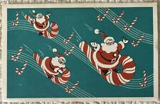 Vintage Christmas Santa Slide Candy Cane Photograph Greeting Card 1950s 1960s picture
