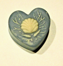 Heart Shaped Blue SoapStone Trinket Box with Shell Motif picture